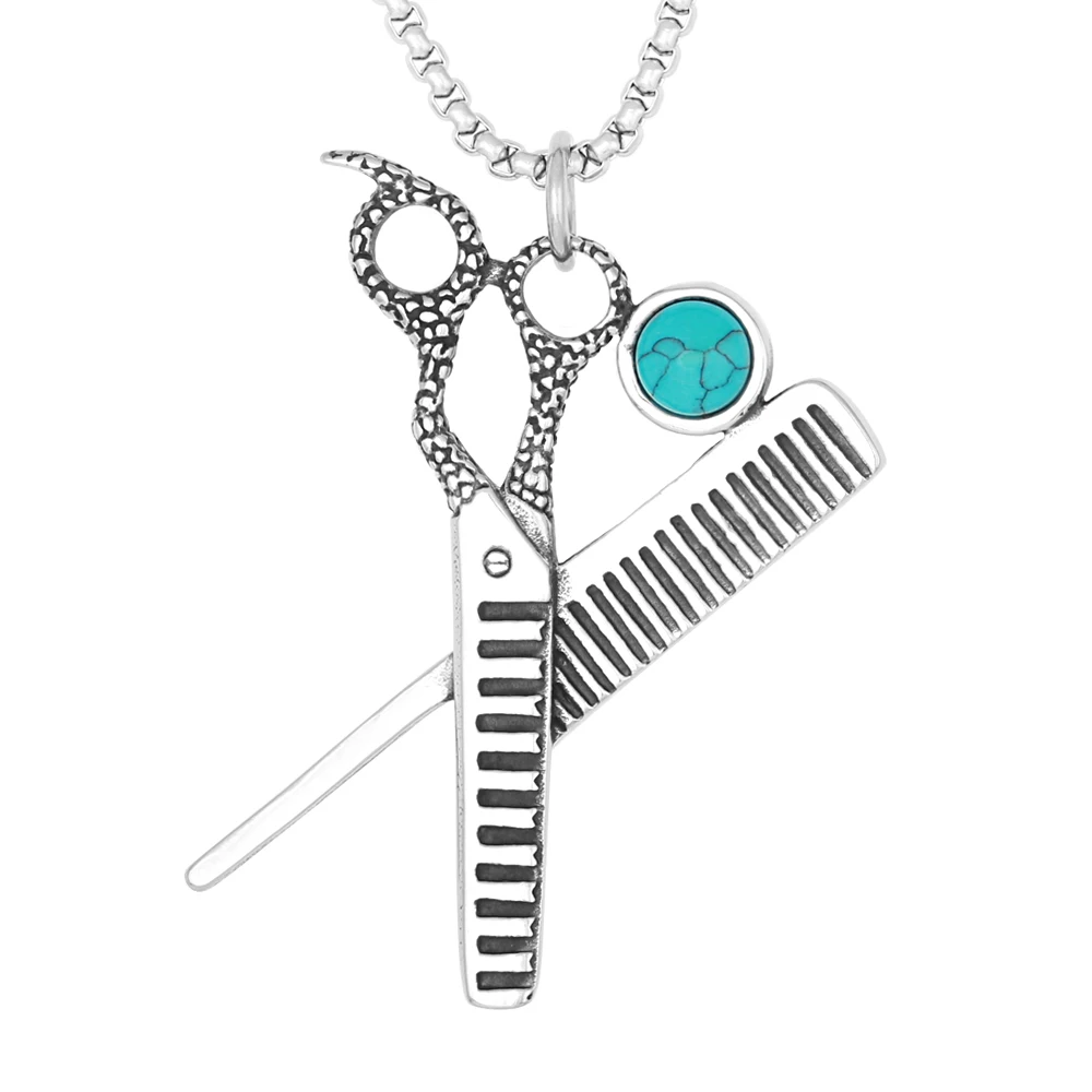 Unique Design 3D Mockup Comb Scissors Charm Pendant Necklace Individuality Stainless Steel Turquoise Jewelry
Unique Design 3D Mockup Comb Scissors Charm Pendant Necklace Individuality Stainless Steel Turquoise Jewelry