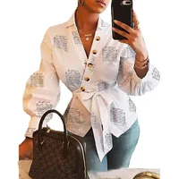 2020 New women girls fashion cheap V-neck long puff sleeve elegant lace up white button belt shirt printing tops
2020 New women girls fashion cheap V-neck long puff sleeve elegant lace up white button belt shirt printing tops