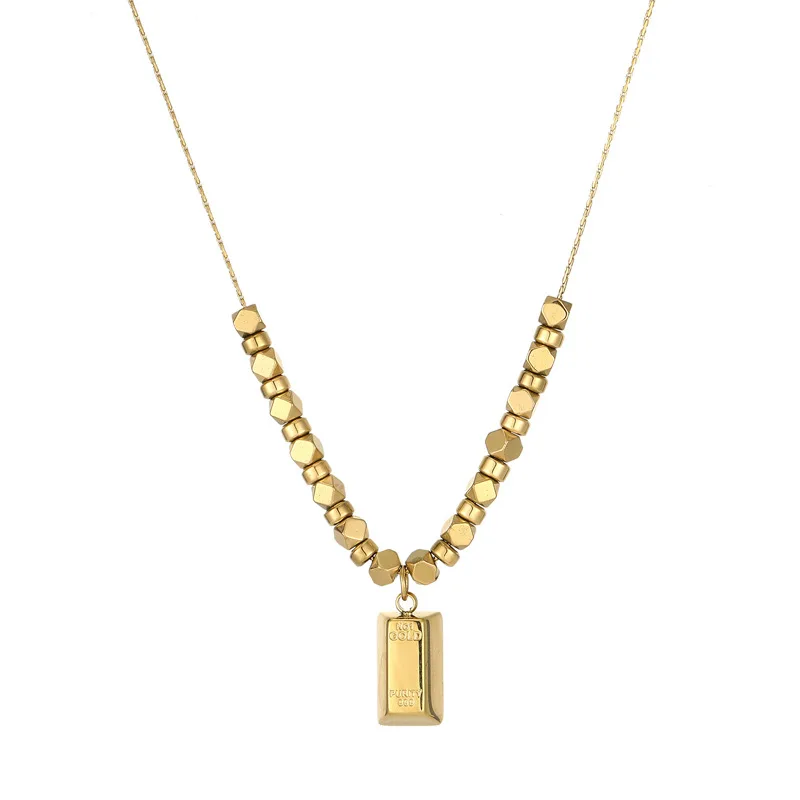 Yiwu Wholesale Square Cube Stone Titanium Steel Necklace Beads Clavicle Chain Necklace With 18K Gold Plated
Yiwu Wholesale Square Cube Stone Titanium Steel Necklace Beads Clavicle Chain Necklace With 18K Gold Plated