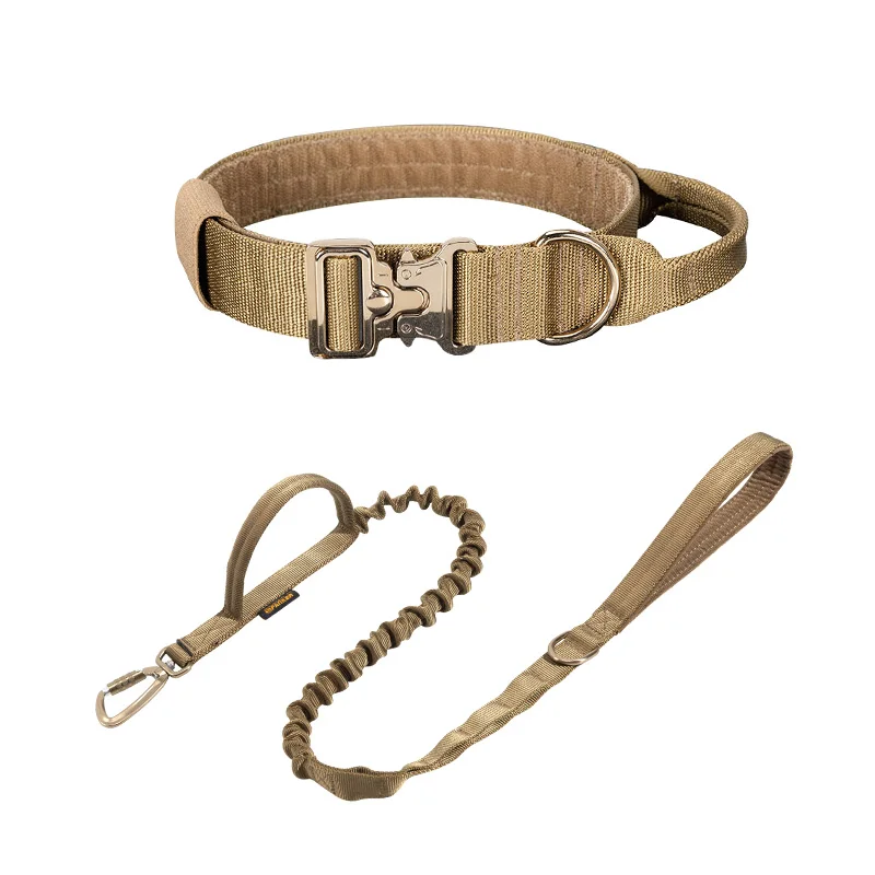 

Dog collar and leash set Nylon durable Tactical training metal buckle Dog Collars leash, Blk cob
