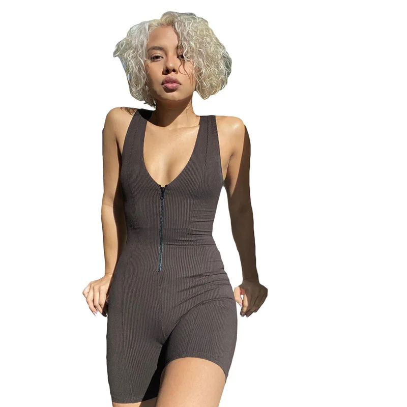 2021 New Arrival Amazon Female Jumpsuit Women Clothes Solid V-Neck Sleeveless Zip-Up Bodycon Short Summer Jumpsuit For Woman Ins
2021 New Arrival Amazon Female Jumpsuit Women Clothes Solid V-Neck Sleeveless Zip-Up Bodycon Short Summer Jumpsuit For Woman Ins