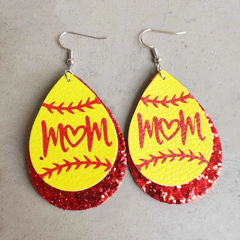 New Baseball PU Leather Softball Earrings Love Mom Drop Glitter Sequins Waterdrop Earrings
New Baseball PU Leather Softball Earrings Love Mom Drop Glitter Sequins Waterdrop Earrings