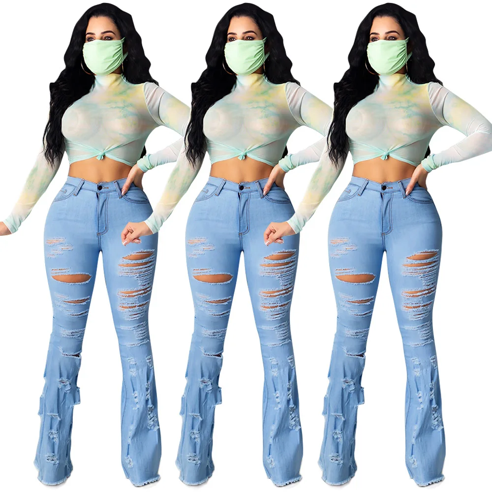 2021 Hot Selling Fashion Women Demin Pants Flare Jeans Clothing Ripped Comfy Flare Trousers Stretch Skinny Jeans Women, Shown
2021 Hot Selling Fashion Women Demin Pants Flare Jeans Clothing Ripped Comfy Flare Trousers Stretch Skinny Jeans Women, Shown