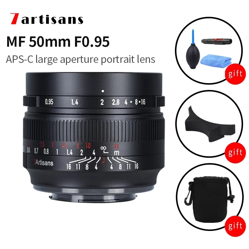 

7artisans 50mm F0.95 APS-C camera lens MF Manual Focus for Nikon Z Olympus M4/3 Fuji XF X Canon EF-M EOS-M Sony E