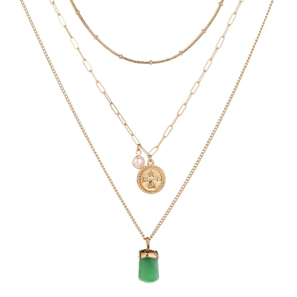 Simple Design Multilayer Necklace Green Resin Round Accessories Pearl Pendant Choker
Simple Design Multilayer Necklace Green Resin Round Accessories Pearl Pendant Choker