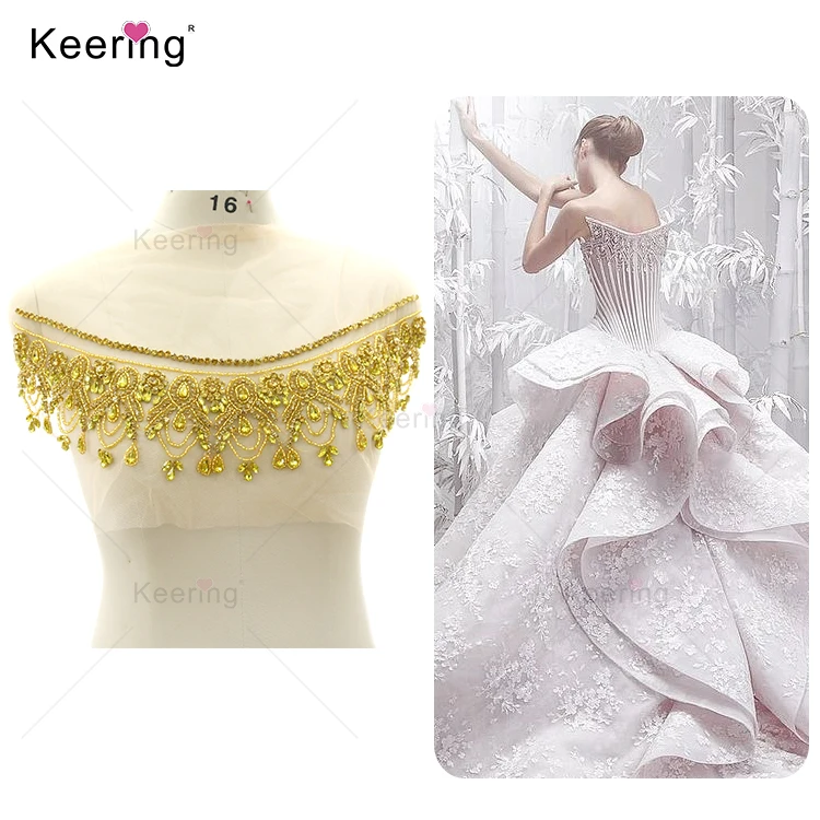 French bridal style full luxury panel lace crystal rhinestone patch bust gold and silver apliques en diamantes moda WDP-278, Silver/gold
French bridal style full luxury panel lace crystal rhinestone patch bust gold and silver apliques en diamantes moda WDP-278, Silver/gold