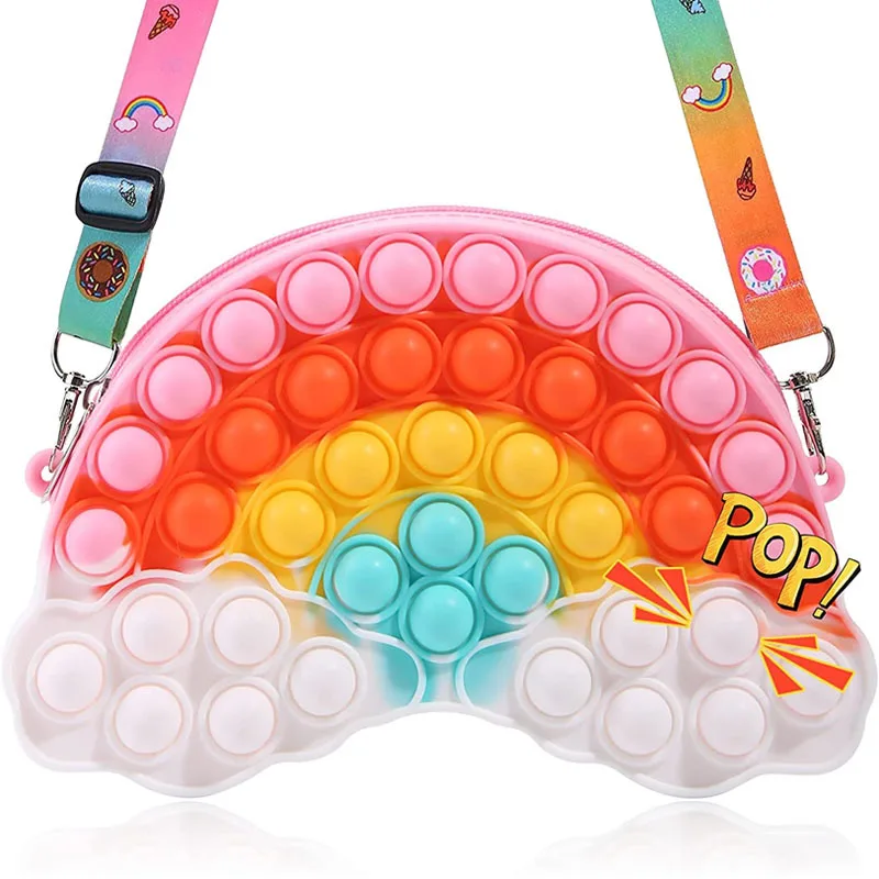 Amazon Hot Selling Popular Fidget Bag Pressing Silicone Rainbow Cloud Crossbody Bag
Amazon Hot Selling Popular Fidget Bag Pressing Silicone Rainbow Cloud Crossbody Bag