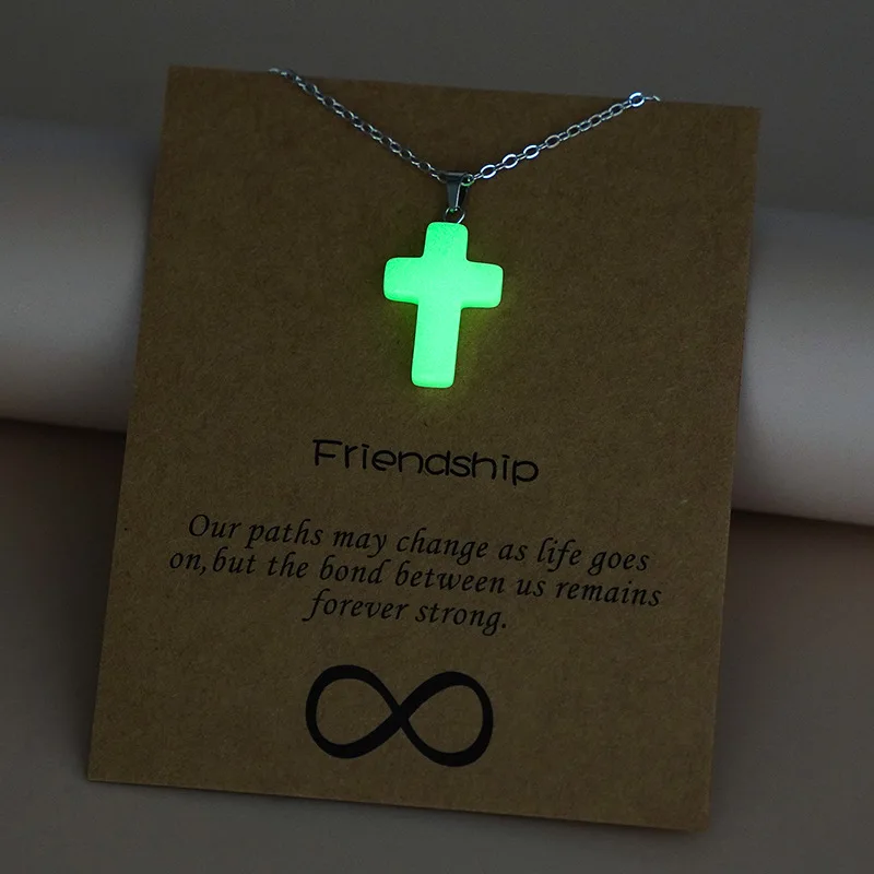 Luminous Hexagonal Heart Stainless Steel Crystal Fluorescent cross star cone water drop Pendant Necklace for Women Men
Luminous Hexagonal Heart Stainless Steel Crystal Fluorescent cross star cone water drop Pendant Necklace for Women Men