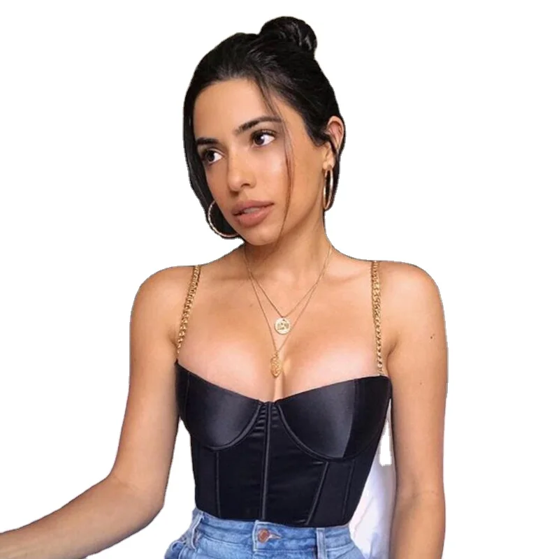 Chain Strap Padded Cropped Casual Satin Black Crop Tops Clothes 2020, Red,black
Chain Strap Padded Cropped Casual Satin Black Crop Tops Clothes 2020, Red,black