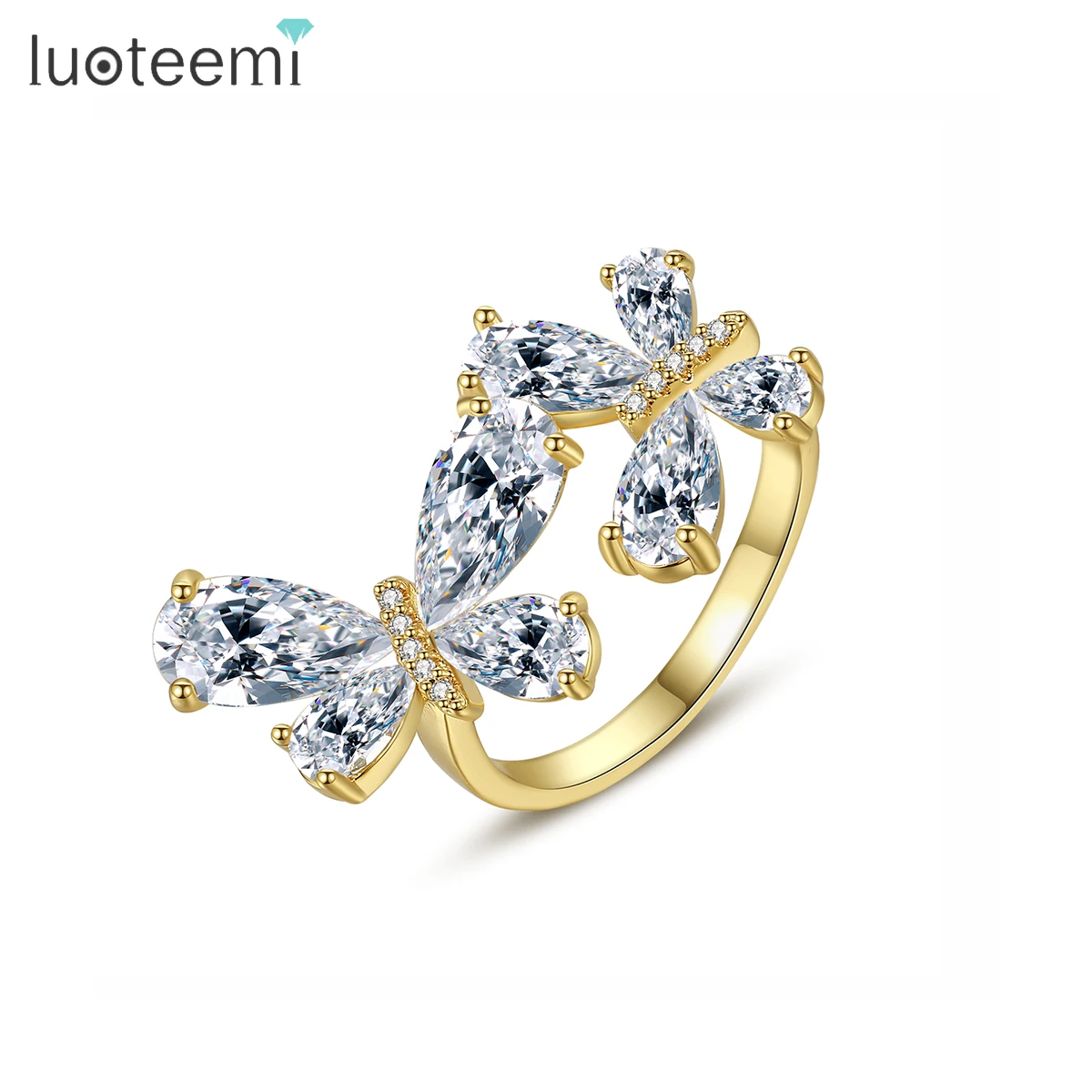 LUOTEEMI Adjustable Zircon Stone Open Bridal Jewelry Brass Charm Trendy Accessory Crystal Butterfly Ring
LUOTEEMI Adjustable Zircon Stone Open Bridal Jewelry Brass Charm Trendy Accessory Crystal Butterfly Ring