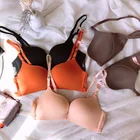Sexy push up seamless wireless front closure ladies panties and bra set