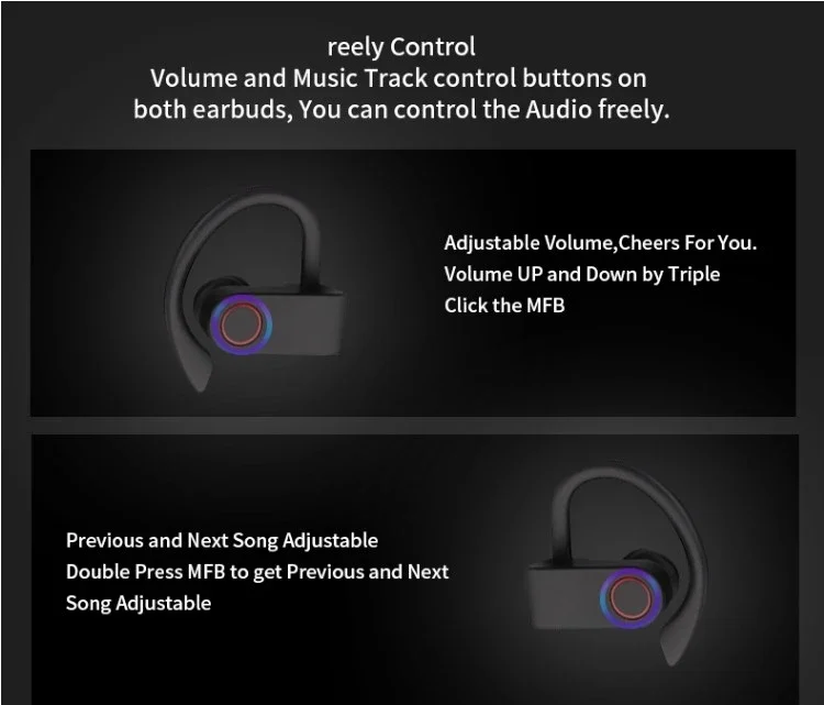 2020 new trending Amazon top seller A9 Noise Cancelling Bluetooth 5.0 TWS Ear Hook Earphones A9 with power bank for iphone X - ANKUX.COM