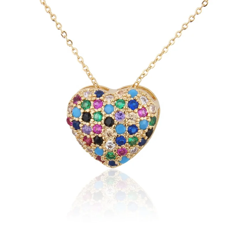 Wholesale 2021 womens 18K gold plated colorful zirconia heart pendant jewelry necklace
Wholesale 2021 womens 18K gold plated colorful zirconia heart pendant jewelry necklace