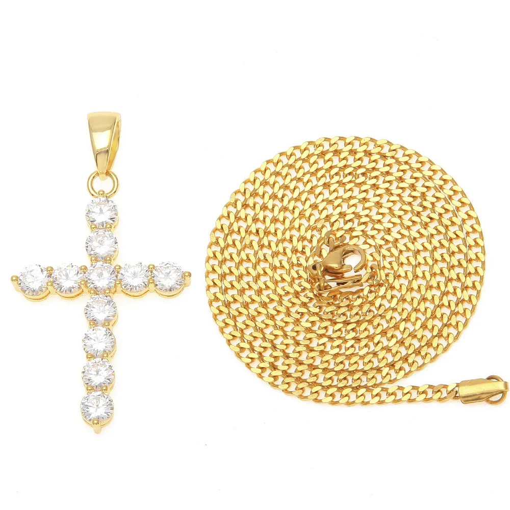 High Quality Men's Jewelry Cross AAA Zirconia Necklaces Gold Plated Pendant Necklace Chain 3mm
High Quality Men's Jewelry Cross AAA Zirconia Necklaces Gold Plated Pendant Necklace Chain 3mm