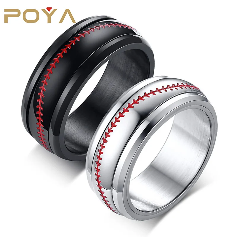 POYA 8MM Baseball Stitch Ring For Men Black Stainless Steel Rotatable Sporty Baseball Lover Jewelry
POYA 8MM Baseball Stitch Ring For Men Black Stainless Steel Rotatable Sporty Baseball Lover Jewelry