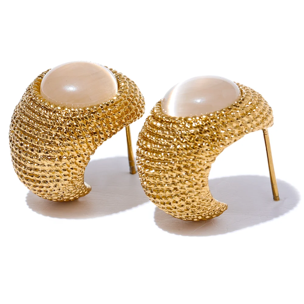 JINYOU 2592 Vintage Green Blue White Cat Eye Stone Stainless Steel C Shape Geometric Fashion Earrings Gold Color Fashion Jewelry
JINYOU 2592 Vintage Green Blue White Cat Eye Stone Stainless Steel C Shape Geometric Fashion Earrings Gold Color Fashion Jewelry
