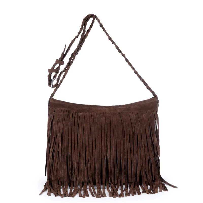 Fashion Tassel Handbag Frosted Suede European and American Style Woven Shoulder Bag Women's Purse
Fashion Tassel Handbag Frosted Suede European and American Style Woven Shoulder Bag Women's Purse