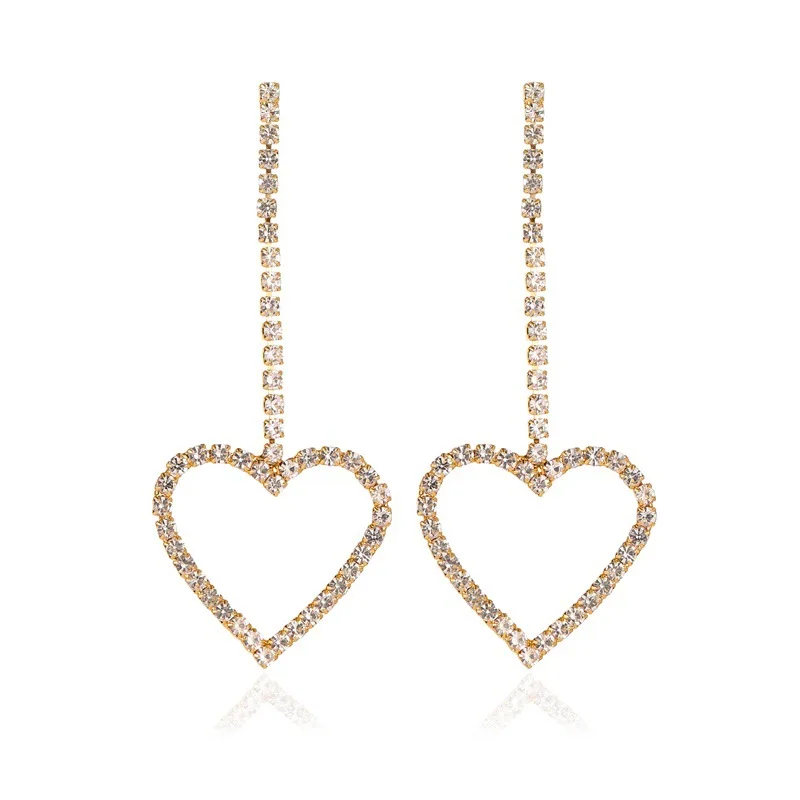 Korean full diamond Tassel earrings fashion simple hollow love heart long drop earrings (SK1069), As picture
Korean full diamond Tassel earrings fashion simple hollow love heart long drop earrings (SK1069), As picture