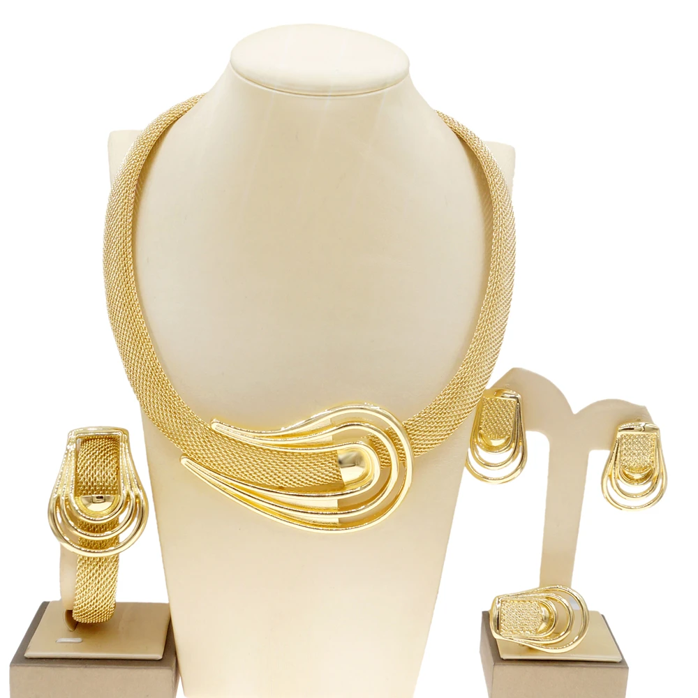 Hotsale 24k Dubai gold plated women jewelry necklace bracelet earring ring jewelry sets for Christmas gift
Hotsale 24k Dubai gold plated women jewelry necklace bracelet earring ring jewelry sets for Christmas gift