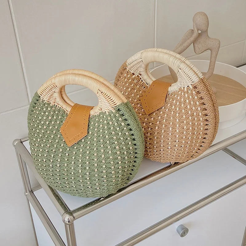 Fashion woven handbags for women luxury design women purse ladies new style summer small round straw bags female
Fashion woven handbags for women luxury design women purse ladies new style summer small round straw bags female