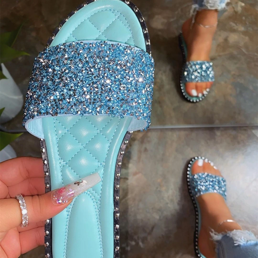 Amazon INS Hot-Selling Women House Slippers Rhinestone Sequins One-Font Casual Flat Heel Ladies Sexy Slippers For Women
Amazon INS Hot-Selling Women House Slippers Rhinestone Sequins One-Font Casual Flat Heel Ladies Sexy Slippers For Women