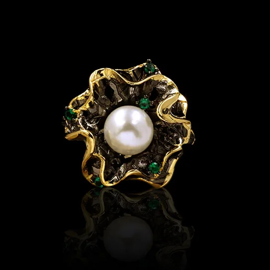 Fashion Jewelry KYRA01198 Antique Gold Plated Freshwater Pearl Ring for women, Black
Fashion Jewelry KYRA01198 Antique Gold Plated Freshwater Pearl Ring for women, Black