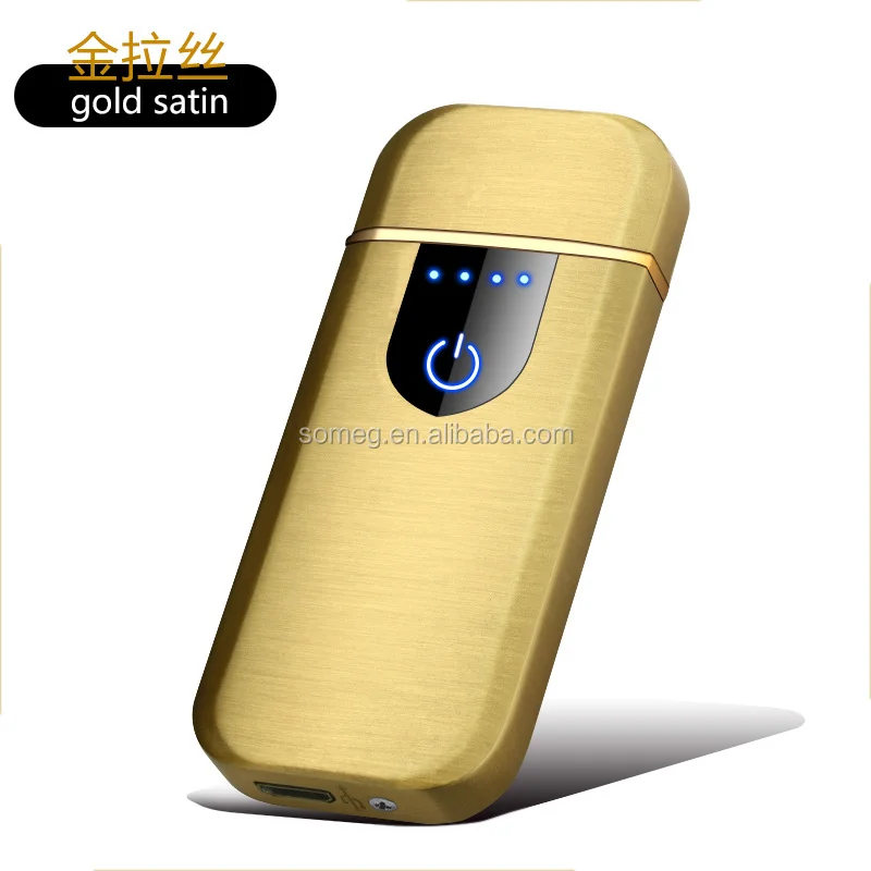 USB Rechargeable Windproof Flameless Electronic Lighter Ultra Thin Cigarette Lighter Touch Induction Double Side Lighter