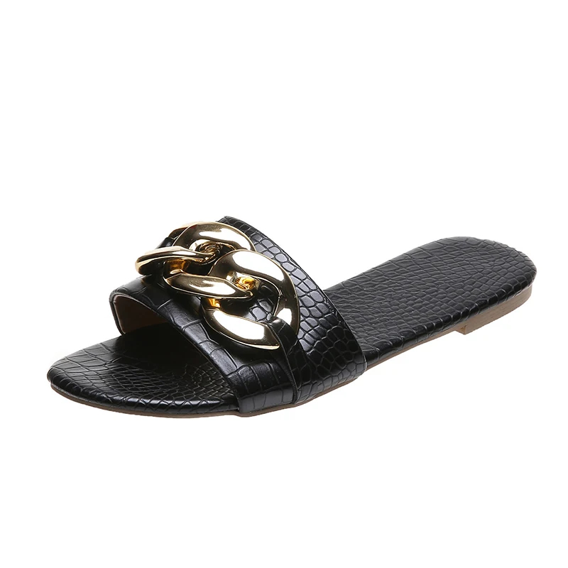 2021 wholesale spring summer outdoor flats gold mental chain slides slippers sandals for women, Pictures
2021 wholesale spring summer outdoor flats gold mental chain slides slippers sandals for women, Pictures