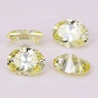 hand polish 5A grade loose 6*8 mm oval cut yellow colored synthetic cz stone cubic zirconia
