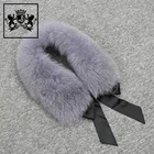 Shawl Women Shawl Fur Fashionable Real Fox Fur Scarf Shawl Collars With Ribbon Women Winter Thick Warm Furry Scarf