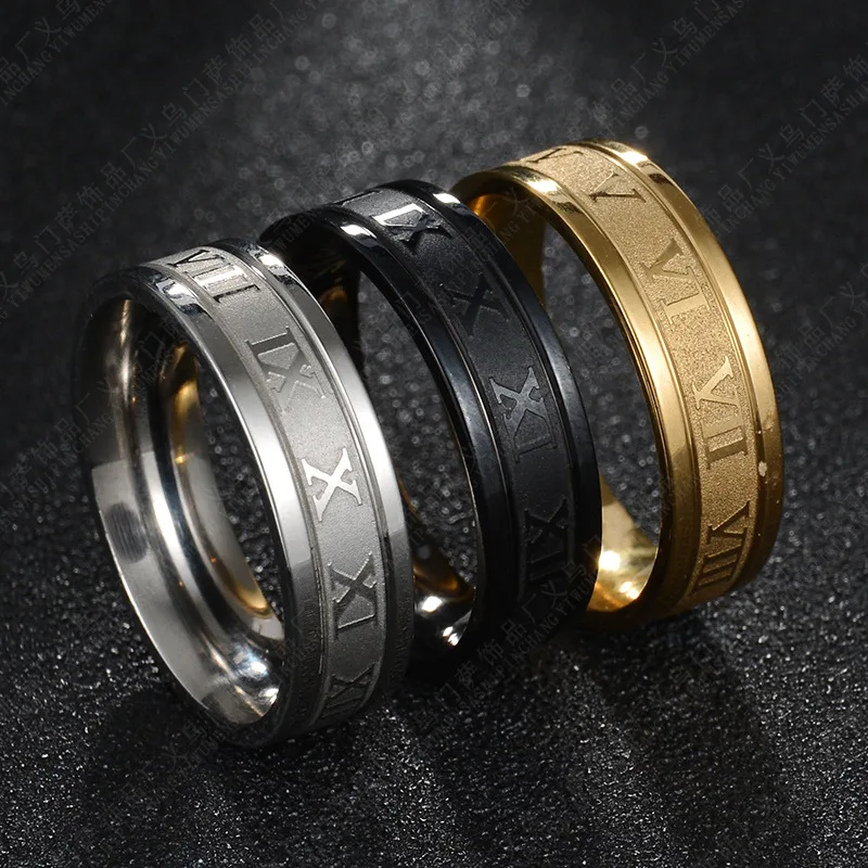 European And American Stainless Steel Ring Jewelry Wholesale Men's Domineering Corrosion Roman Numeral Titanium Steel Ring Unsex, Gold
European And American Stainless Steel Ring Jewelry Wholesale Men's Domineering Corrosion Roman Numeral Titanium Steel Ring Unsex, Gold