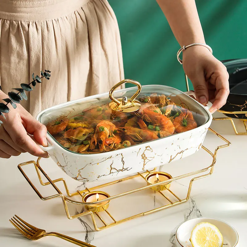 Nordic rectangular two-ear ceramic casserole household cutlery light heat hotel dry soup pot creative pot holder with candle, Black and white
Nordic rectangular two-ear ceramic casserole household cutlery light heat hotel dry soup pot creative pot holder with candle, Black and white