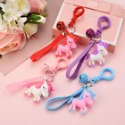3D PVC soft rubber Unicorn Bell pendant keychain children cute pendant key chain Bag Accessories