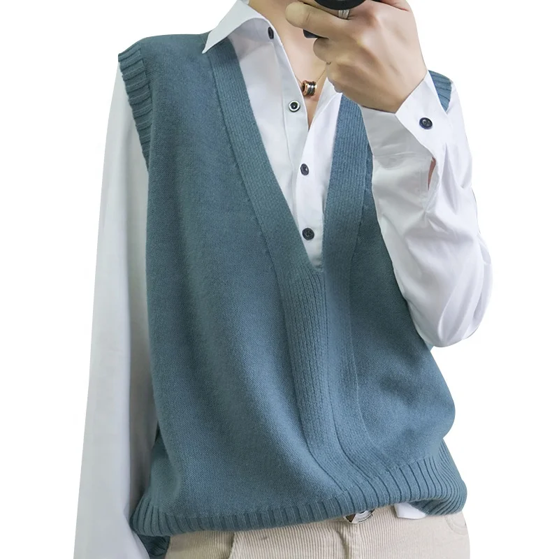 100% Cotton Waistcoat 2020 Fashion New Sleeveless Knitwear Tops Solid Color Deep V-neck Women's Knitted Vest
100% Cotton Waistcoat 2020 Fashion New Sleeveless Knitwear Tops Solid Color Deep V-neck Women's Knitted Vest