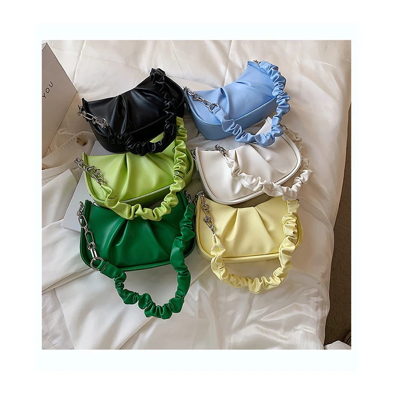 Summer Pleated Cloud Bags Girls PU Leather Handbags For Women Candy Color Hand Bags New Designer Chain Portable Purse Small Tote
Summer Pleated Cloud Bags Girls PU Leather Handbags For Women Candy Color Hand Bags New Designer Chain Portable Purse Small Tote