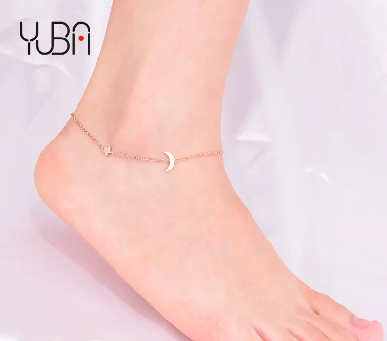 Classic Cute Simple Stainless Steel Star Moon Anklets Bracelets Fine Jewelry Moon Star Charm Anklet For Beach Foot Decoration
Classic Cute Simple Stainless Steel Star Moon Anklets Bracelets Fine Jewelry Moon Star Charm Anklet For Beach Foot Decoration