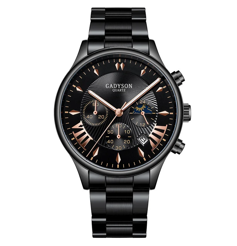 GADYSON band Steel strap Roman numerals gradient color textured dial calendar display three eyes quartz business, As picture
GADYSON band Steel strap Roman numerals gradient color textured dial calendar display three eyes quartz business, As picture