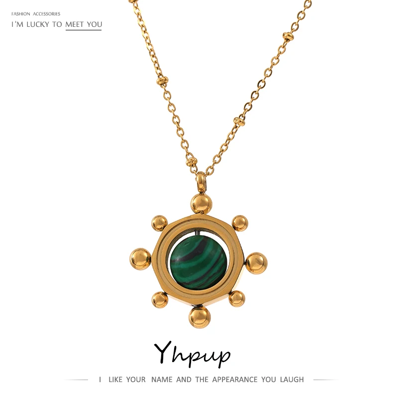JINYOU Stylish 18K Gold Plated Collar Necklace Stainless Steel Malachite Stone Sun Pendant Necklace
JINYOU Stylish 18K Gold Plated Collar Necklace Stainless Steel Malachite Stone Sun Pendant Necklace