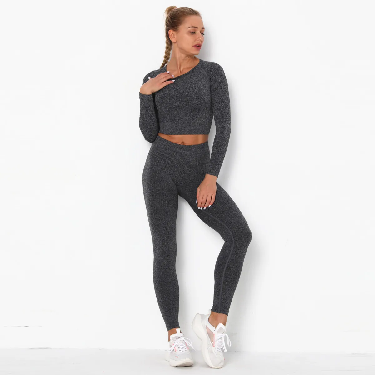 High Waisted Gym Yoga Suit Seamless Mesh Long Sleeves Top Girls Leggings Women Workout Fitness Sport Wear
High Waisted Gym Yoga Suit Seamless Mesh Long Sleeves Top Girls Leggings Women Workout Fitness Sport Wear