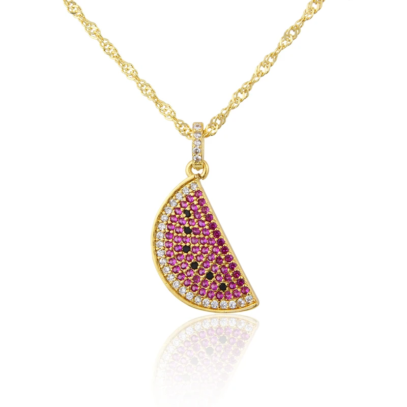New Arrival Sweet And Cute Semi-circular Color Zircon Watermelon Pendant Exquisite Fashion Jewelry Gift For Women, Gold color
New Arrival Sweet And Cute Semi-circular Color Zircon Watermelon Pendant Exquisite Fashion Jewelry Gift For Women, Gold color