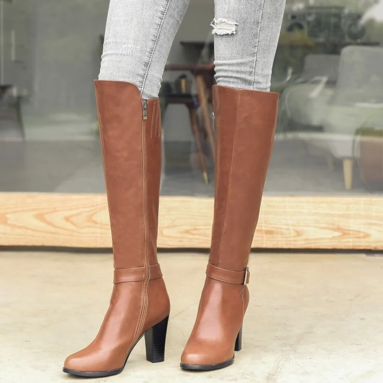 Solid Ankle Buckle Pointed Toe Side Zip Women Knee High Boots Chunky Heel PU Upper High Booties Large Size 43 Boots, Black,brown,grey
Solid Ankle Buckle Pointed Toe Side Zip Women Knee High Boots Chunky Heel PU Upper High Booties Large Size 43 Boots, Black,brown,grey