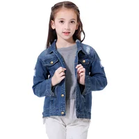 

Hot product oem toddler kids plain long private label coat unisex blue baby girls boys buttons camo denim jean jacket