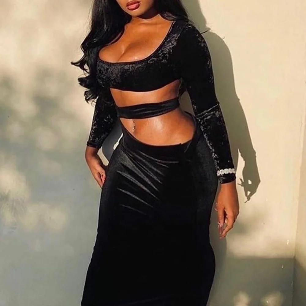 DM fashion women's sexy bandage crop top hollow skirt two piece bodysuit set suits for velvet woman's two piece clothing sets
DM fashion women's sexy bandage crop top hollow skirt two piece bodysuit set suits for velvet woman's two piece clothing sets