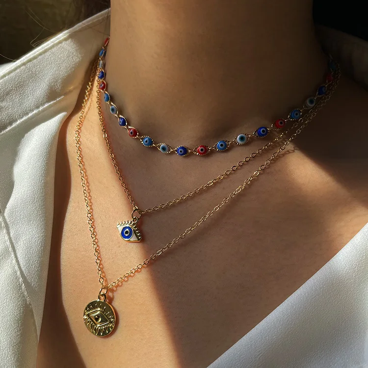 fashion multi layer 18k gold plated turkish evil eye drop oil enamel necklace 2021 trendy for women
fashion multi layer 18k gold plated turkish evil eye drop oil enamel necklace 2021 trendy for women