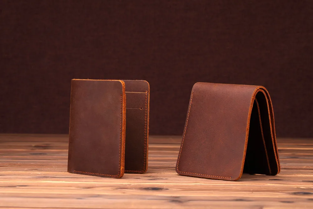 product-GF bags-Crazy Horse Leather Men Wallets Retro Handmade Small Purse Top Cow Leather Brand Des