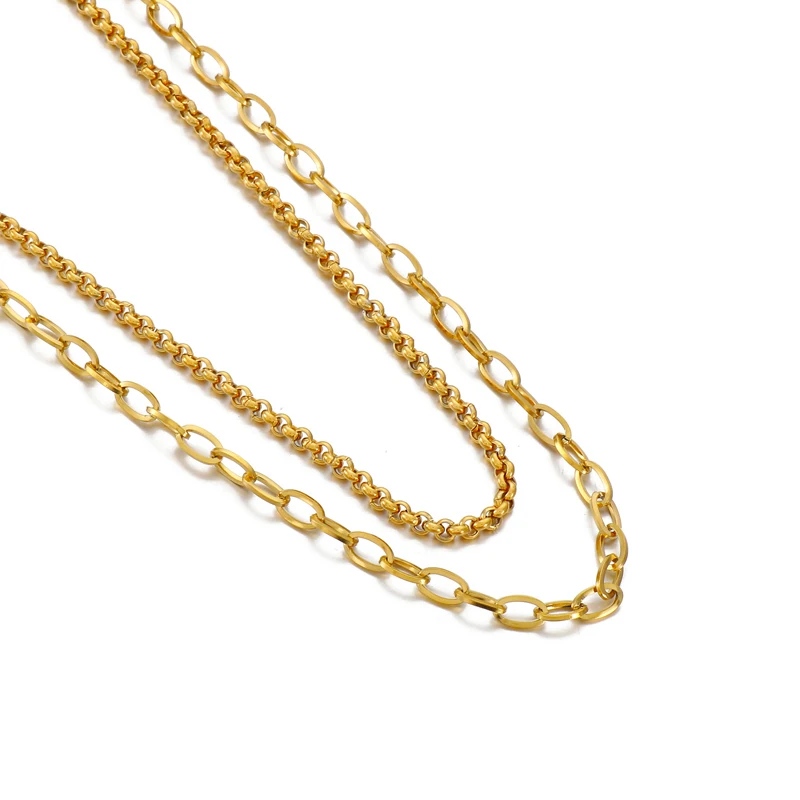 Kalen Fashion Personality Double Chains Gold Plated Collarbone Necklace Women Stainless Steel Jewelry Necklaces
Kalen Fashion Personality Double Chains Gold Plated Collarbone Necklace Women Stainless Steel Jewelry Necklaces