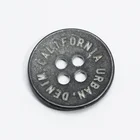 Cheap buttons for garments wholesale metal buttons 4 holes black alloy button with white logo