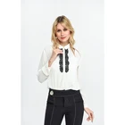 Solid color long sleeve women formal white blouse ladies office shirt