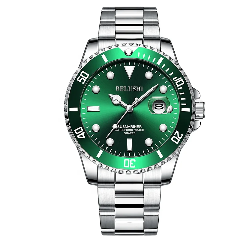 Belushi Waterproof Luminous Green Dial Diver Quartz Watch Men Stainless Steel Band Watches Men Wrist Luxury
Belushi Waterproof Luminous Green Dial Diver Quartz Watch Men Stainless Steel Band Watches Men Wrist Luxury