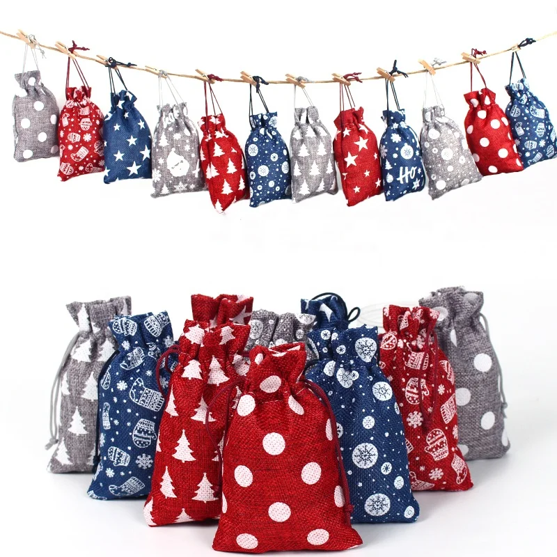 10*14Cm Christmas Gift Bags Suit With Wooden Clip Screen Printing Christmas Linen Sacks
10*14Cm Christmas Gift Bags Suit With Wooden Clip Screen Printing Christmas Linen Sacks